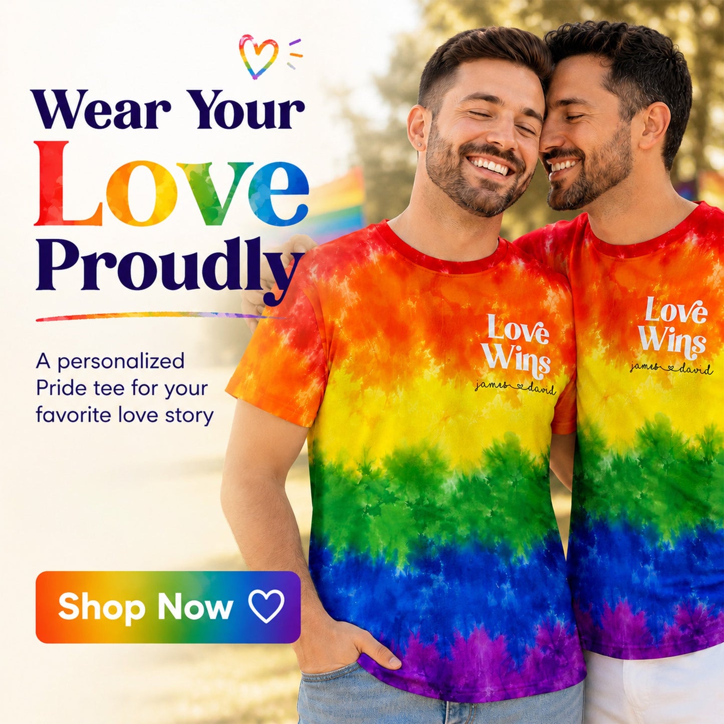 Love Wins Rainbow Tie Dye Pride Theme - Personalized Shirt - Pride Month Keepsake