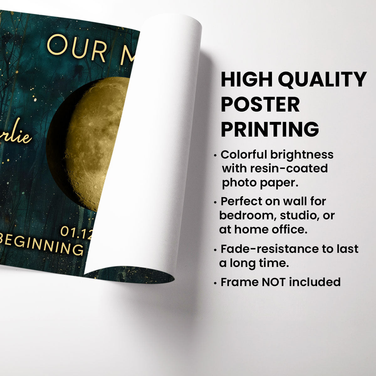 Night In The Forest Couple Custom Moon Phase Anniversary Date - Personalized Poster - Heartfelt Anniversary Gift, Valentine Gift, Wedding Gift For Couple