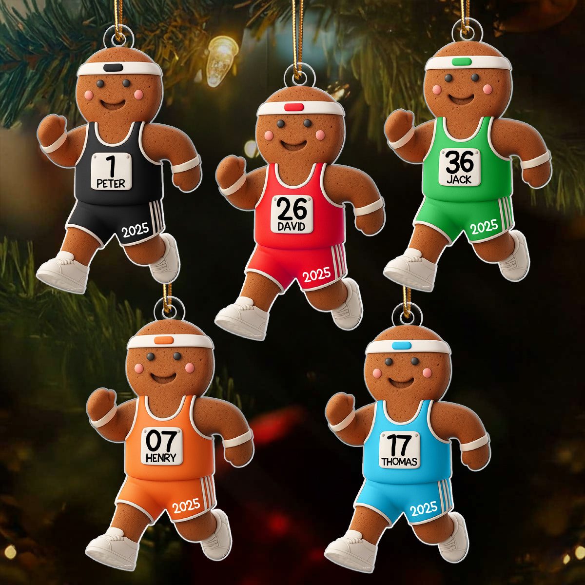 Runner Gingerbread Marathon - Personalized Acrylic Ornament - Unique Christmas Gift For Runners