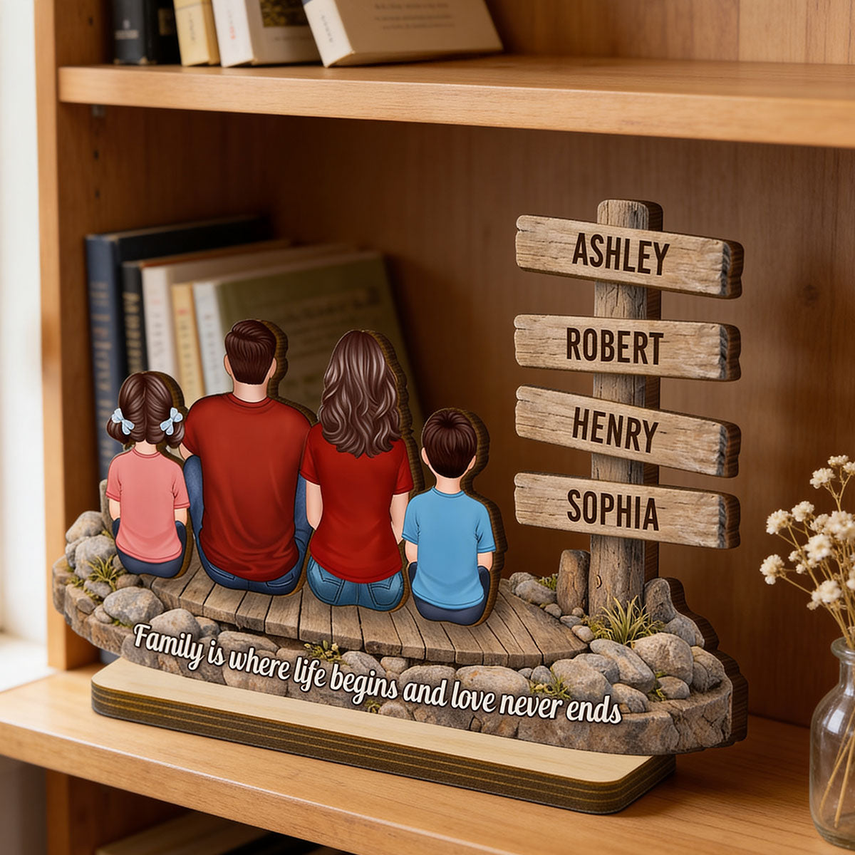 Family Is Where Life Begins And Love Never Ends - Personalized 2-Layered Wooden Plaque - Heartfelt Gift For Mom, Dad