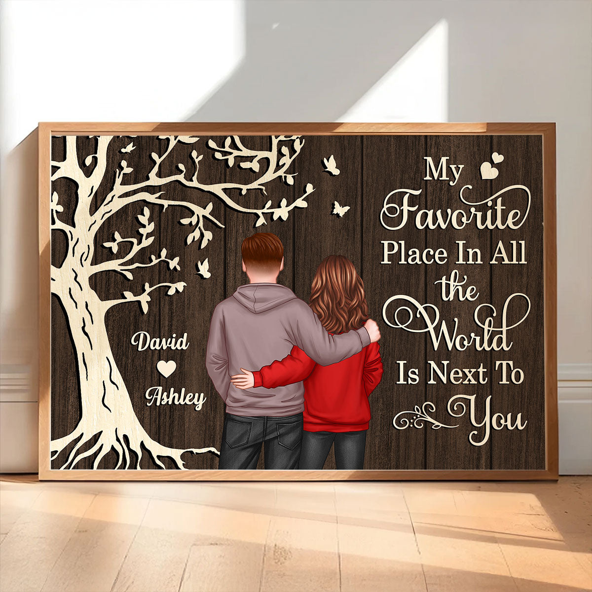 My Favorite Place in All the World Couple Tree - Personalized Poster - Gift for him, Gift for her