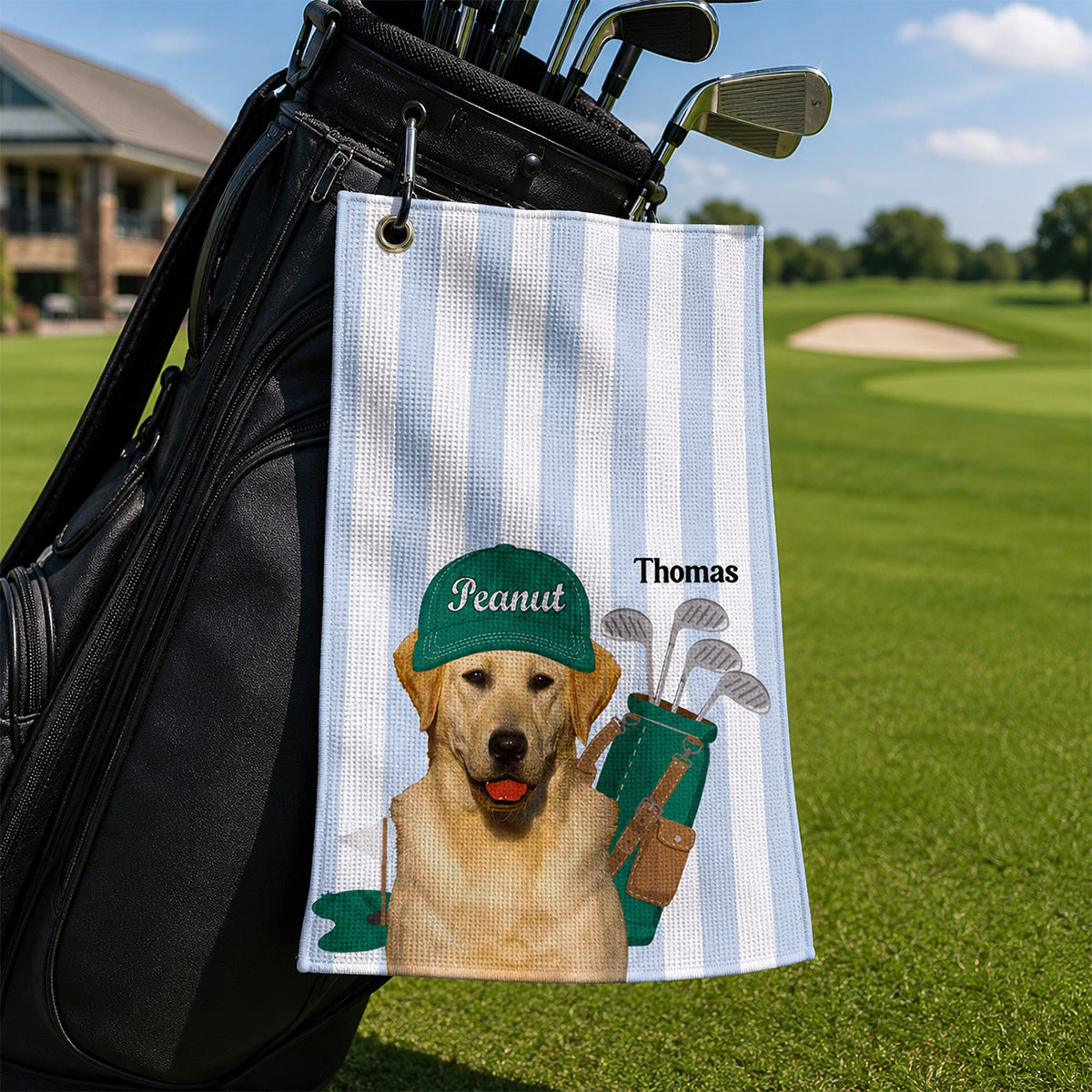 Dog Lover Golf Caddy Custom Pet Photo - Personalized Golf Towel - Father's Day Gift For Dog Lover