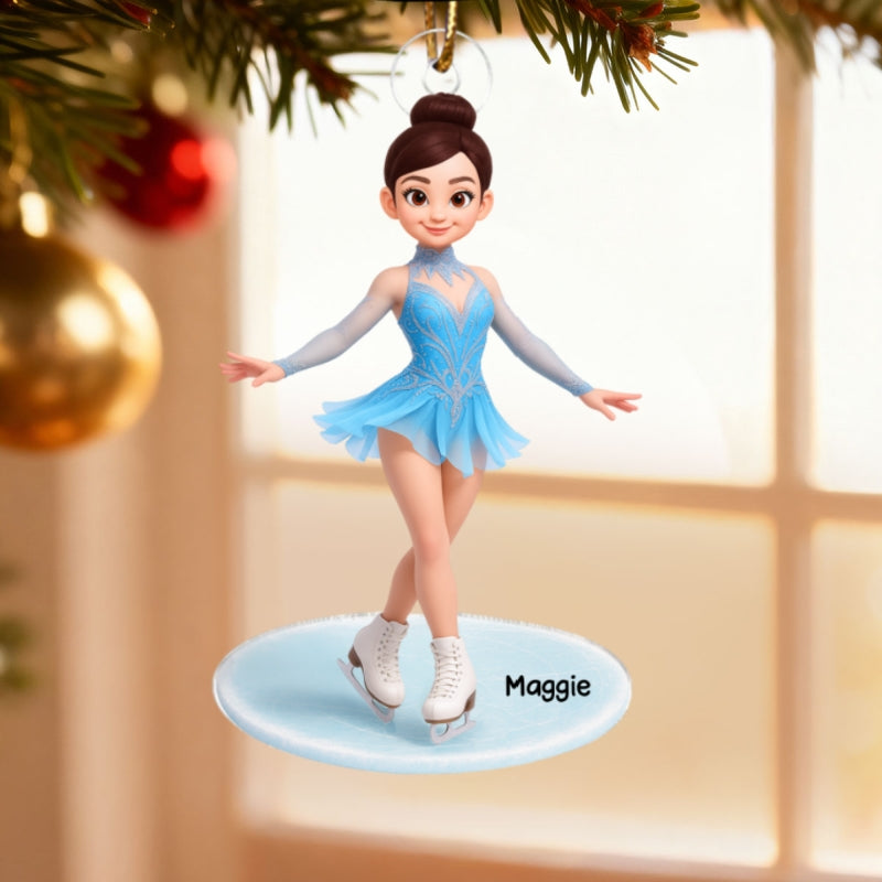 Little Sports Star - Figure Skating - Personalized Acrylic Ornament - Christmas Gift for Son, Daughter, Grandson, Granddaughter