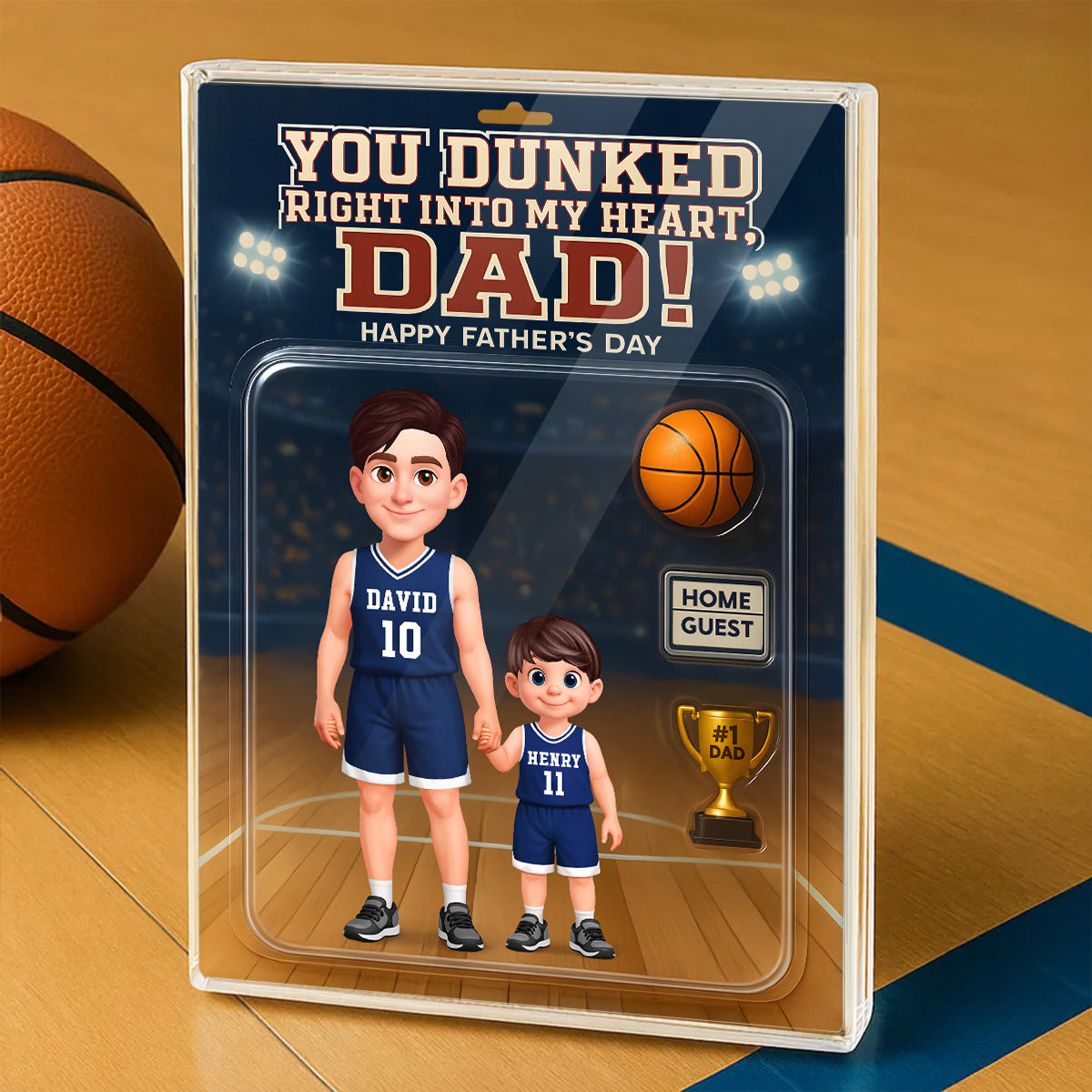 Basketball Dad You Dunked Right Into My Heart - Personalized Acrylic Block Plaque -  Gift For Basketball Dad, Husband