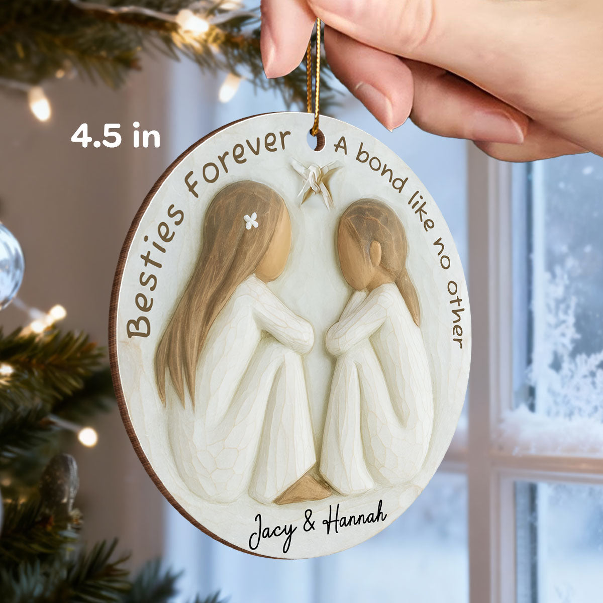 A Bond Like No Other Besties 3D Effect - Personalized Wooden Ornament - Gift For Best Friend