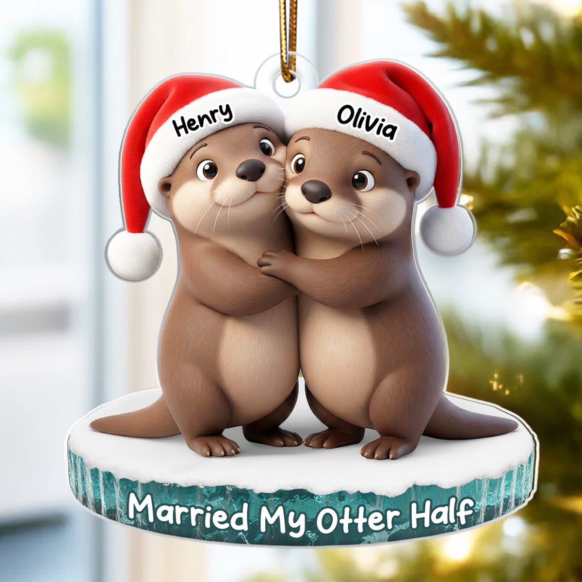 Married My Otter Half - Personalized Acrylic Ornament - Unique Christmas Gift For Him, For Her, For Couple