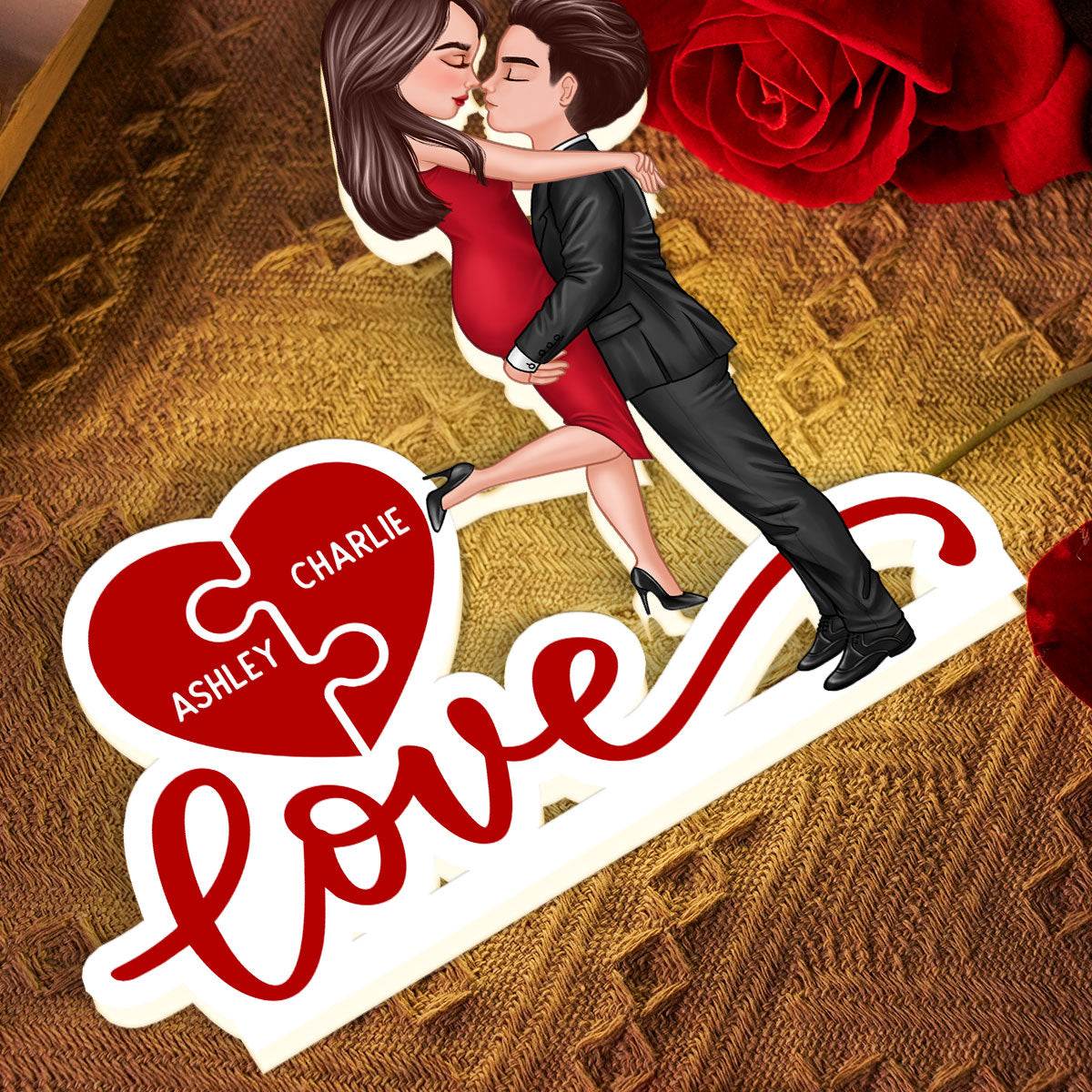 Couple Hugging Kissing Eternal Love - Personalized Light Box - Valentine's Day Gift For Him or Her