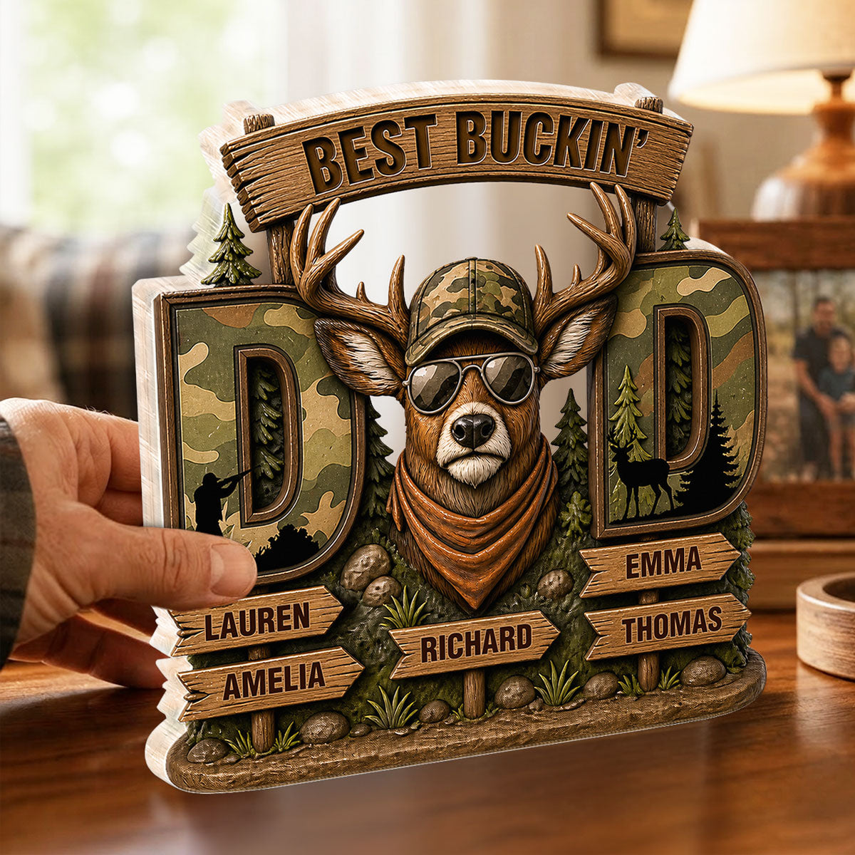 Best Buckin's Dad Hunting - Personalized Acrylic Block Plaque -  Gift For Dad, Husband