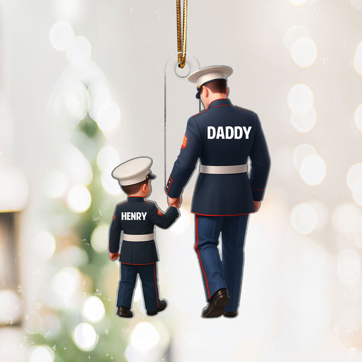 Marine Dad - Personalized Acrylic Orrnament - Perfect Christmas Gift for Marine Dad, for Husband