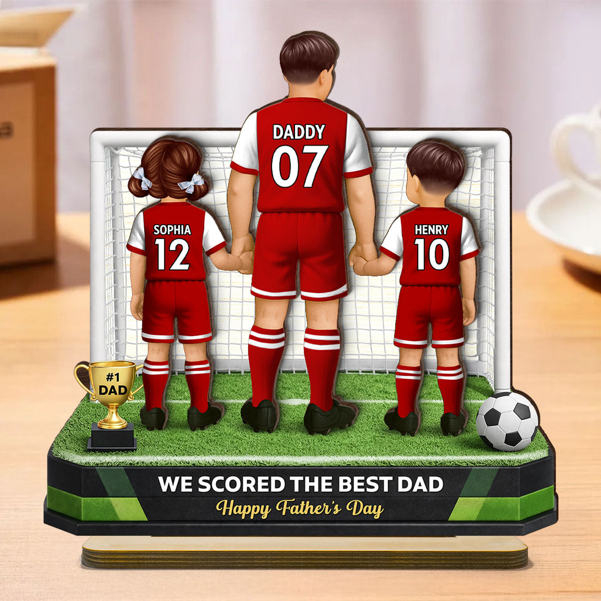 We Scored The Best Dad Soccer - Personalized 2-Layered Wooden Plaque - Heartfelt Gift For Soccer Dad, Gift For Husband