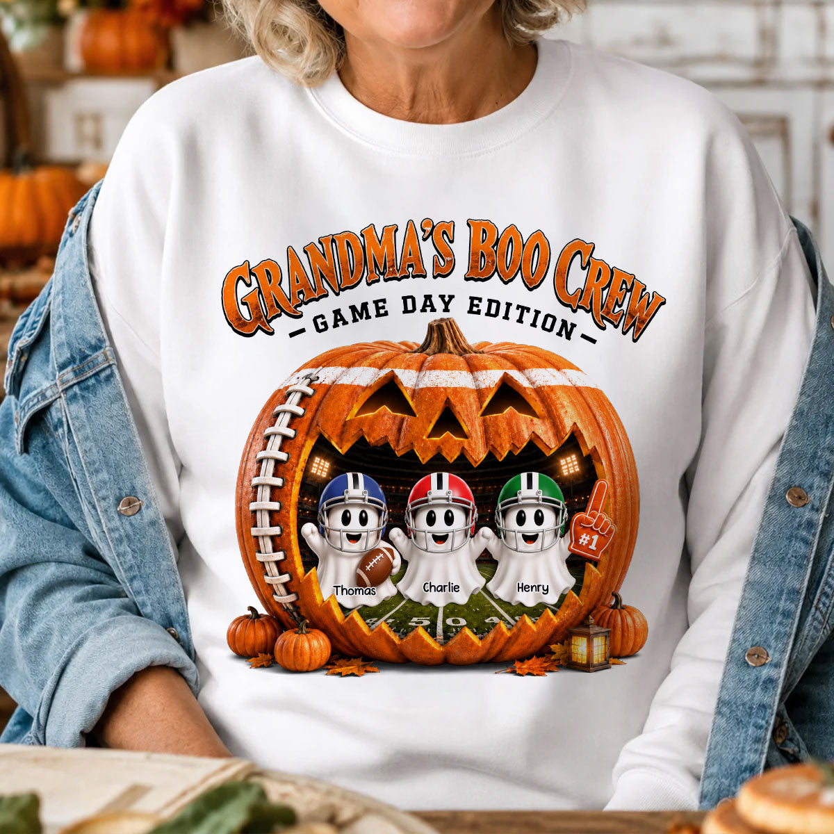 Grandma's Boo Crew Game Day Edition - Personalized Shirt - Halloween Gift, Gift For Grandma