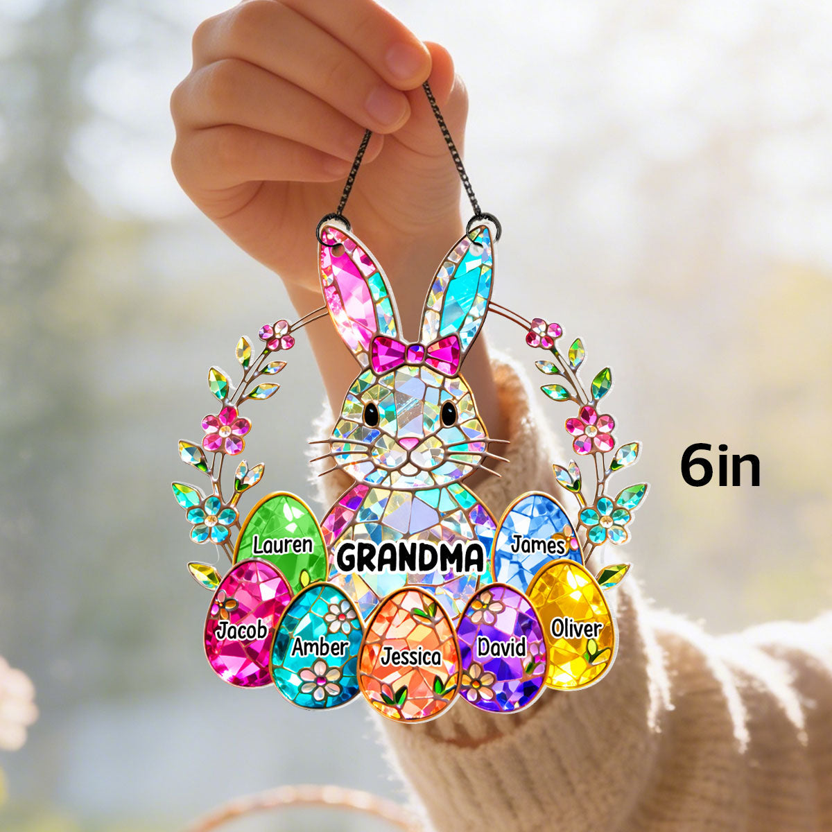 Bunny Grandma Easter Gift - Personalized Acrylic Suncatcher Ornament - Easter Gift, Mother's Day Gift for Grandma, Mom, Wife