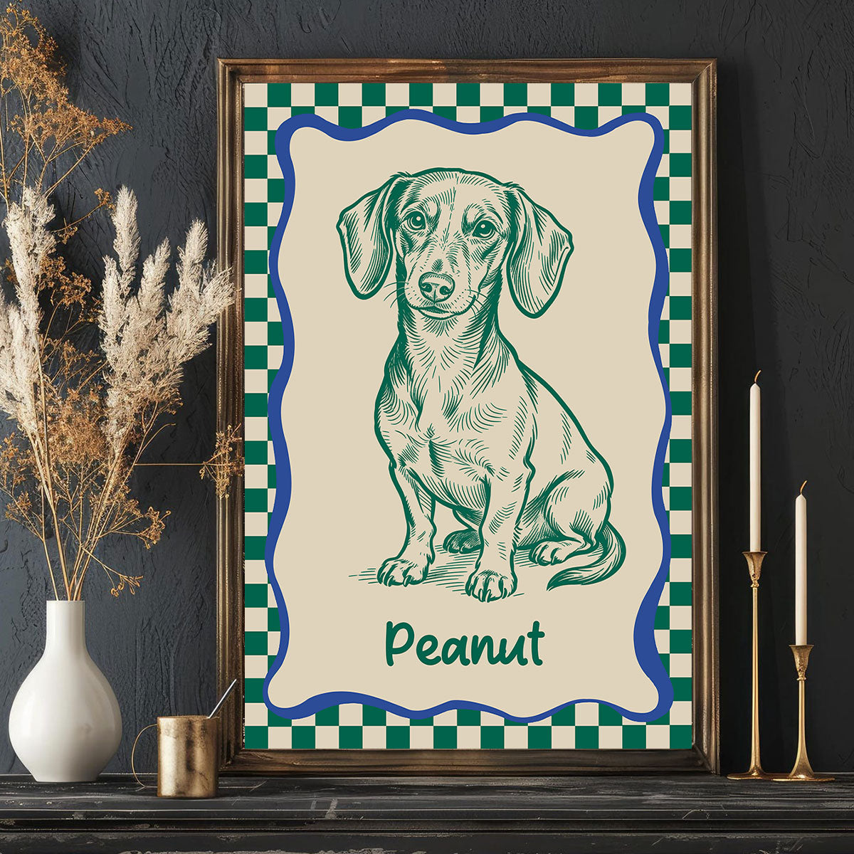 Custom Doodle Dog Portrait Minimalist, Unique Dog Art - Personalized Poster - Retro Pet Prints Gift