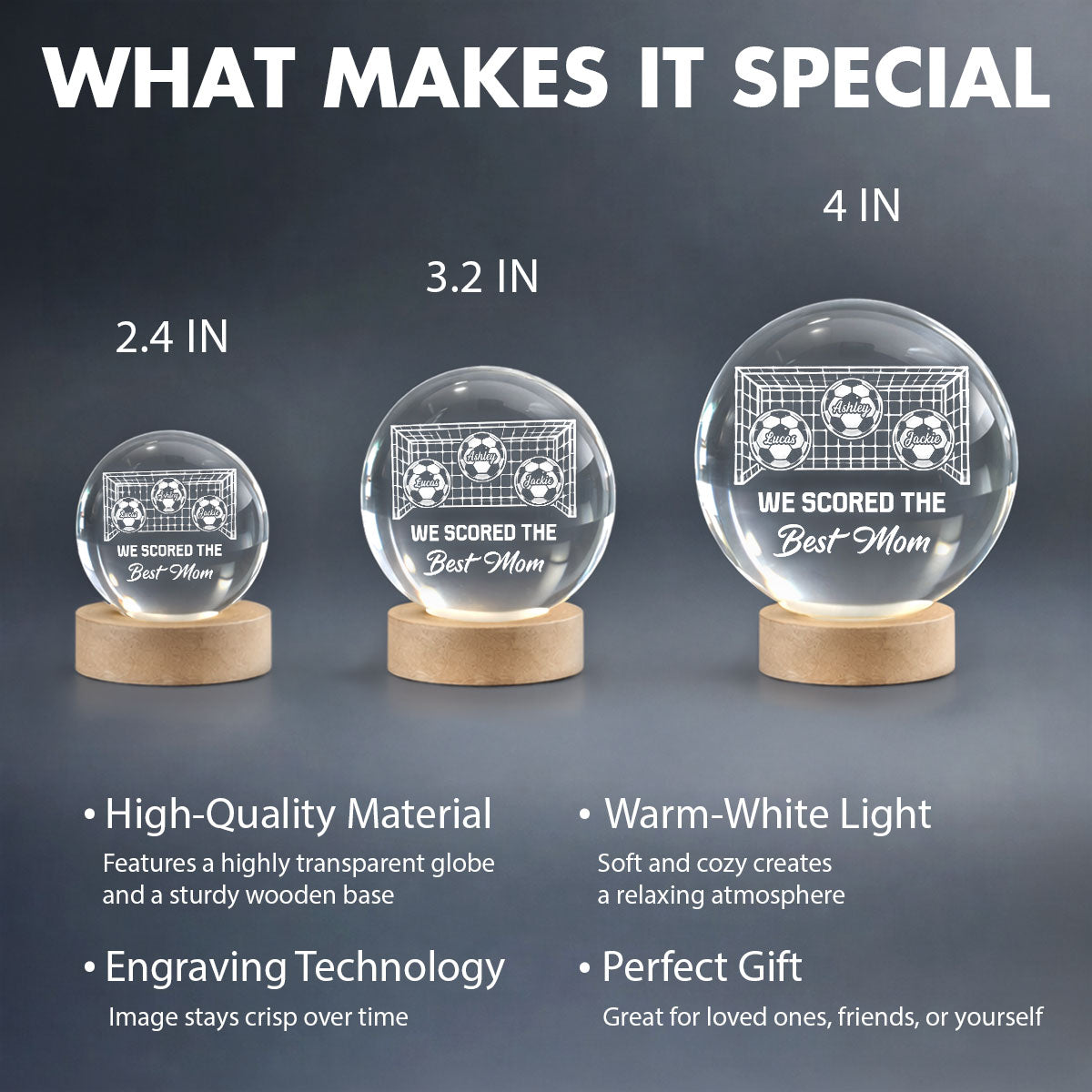 We Scored The Best Mom Soccer Mom - Personalized Crystal Ball - Mother's Day Gift For Soccer Mom, Gift For Wife