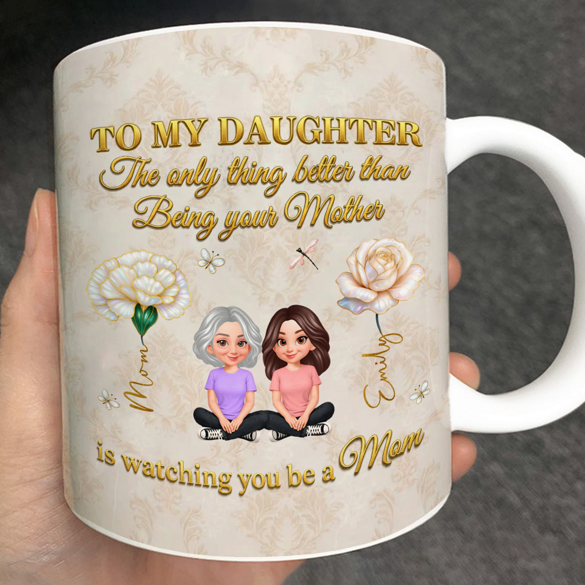 To My Daughter Custom Birth Month Flower - Personalized Mug - Heartfelt Mother's Day Gift For Daughter