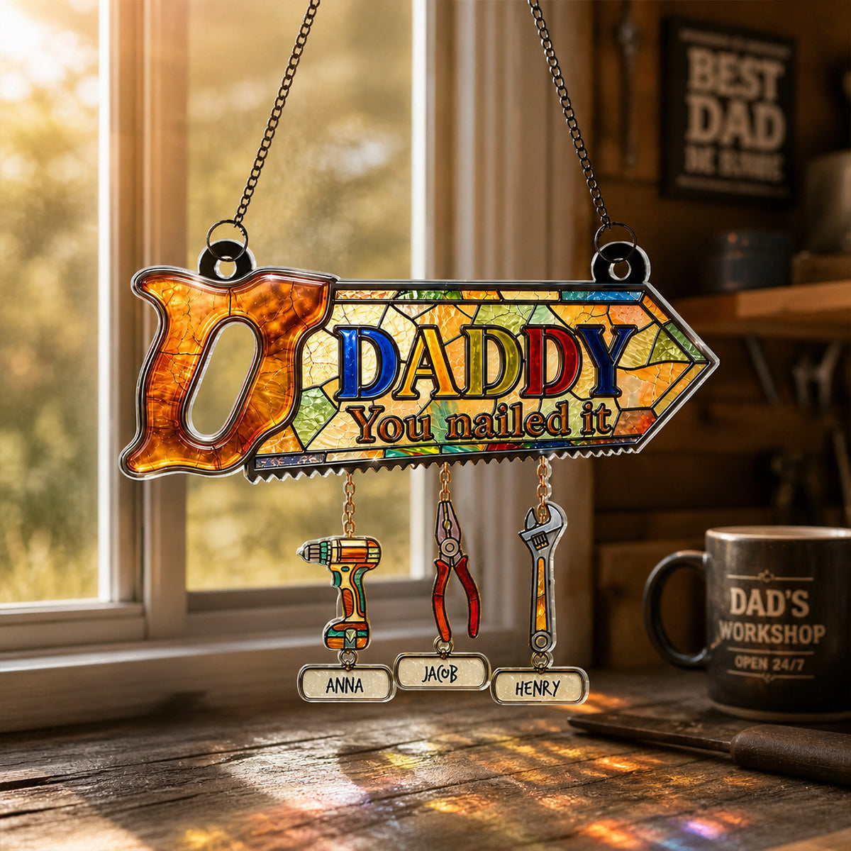 Daddy You Nailed It - Personalized Suncatcher - Father's Day Gift for Dad, Husband