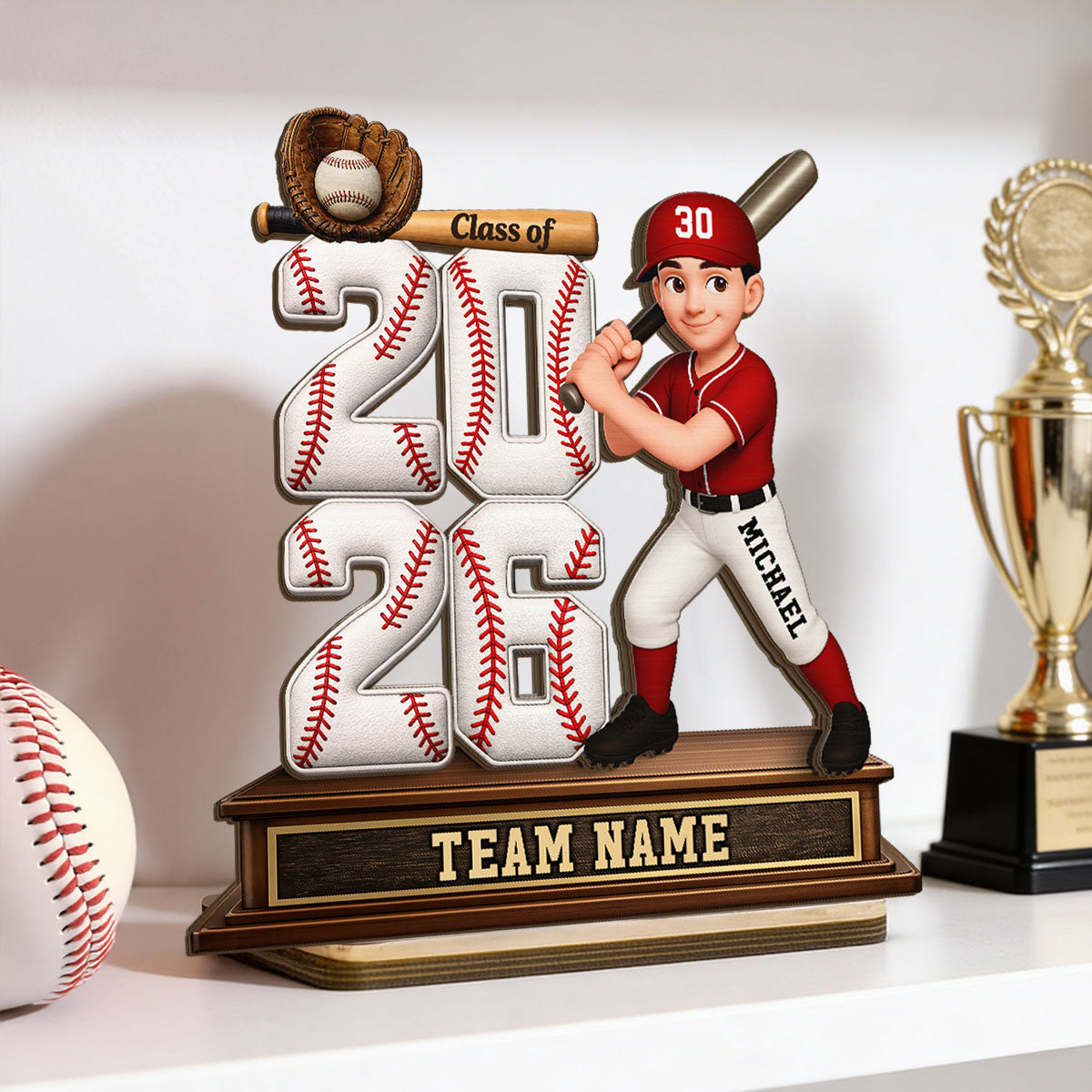 Baseball Senior Class Of 2026 2027 - Personalized 2-Layered Wooden Plaque - Graduation Gift For Son, Daughter, Graduates
