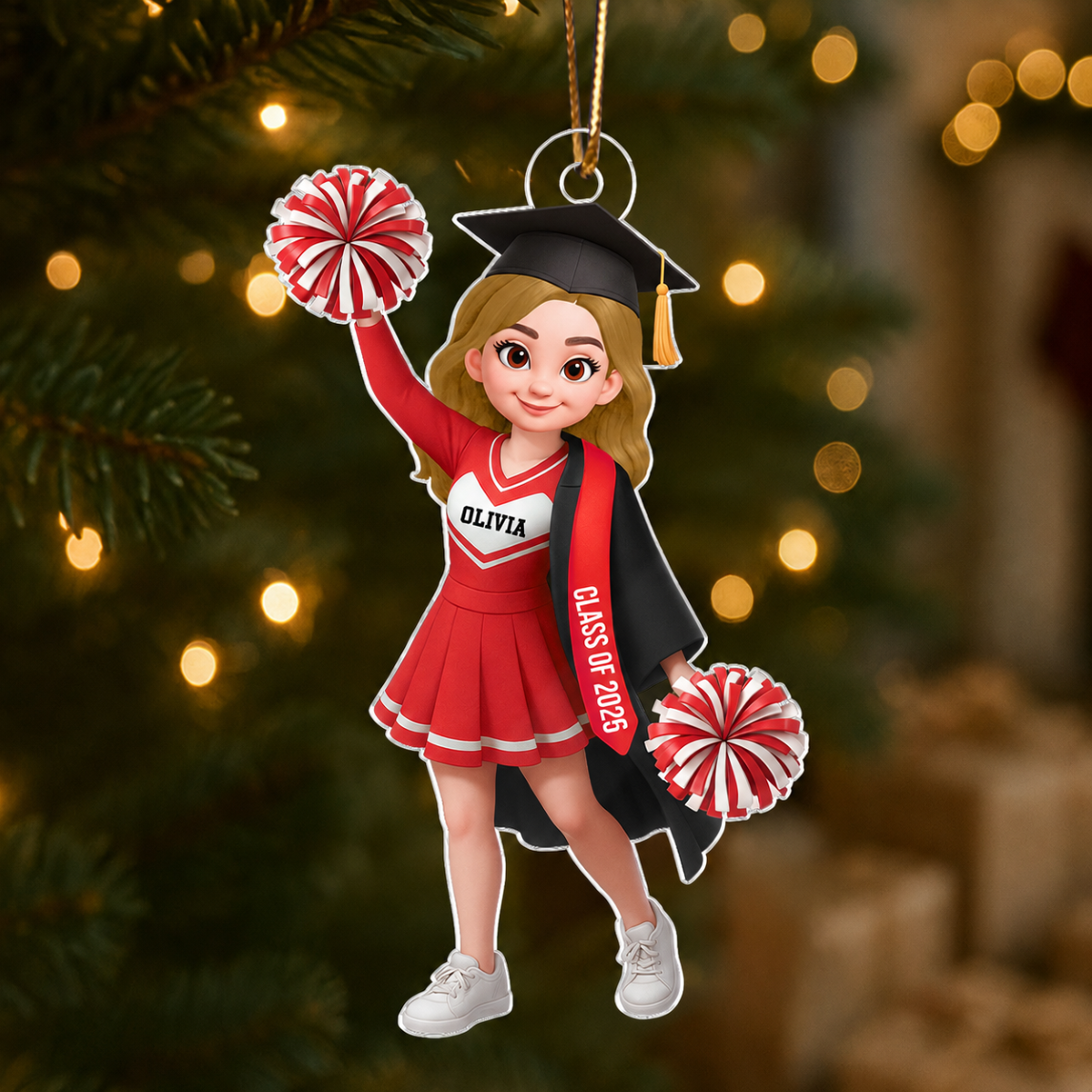 Senior Cheerleader Graduation - Personalized Acrylic Ornament