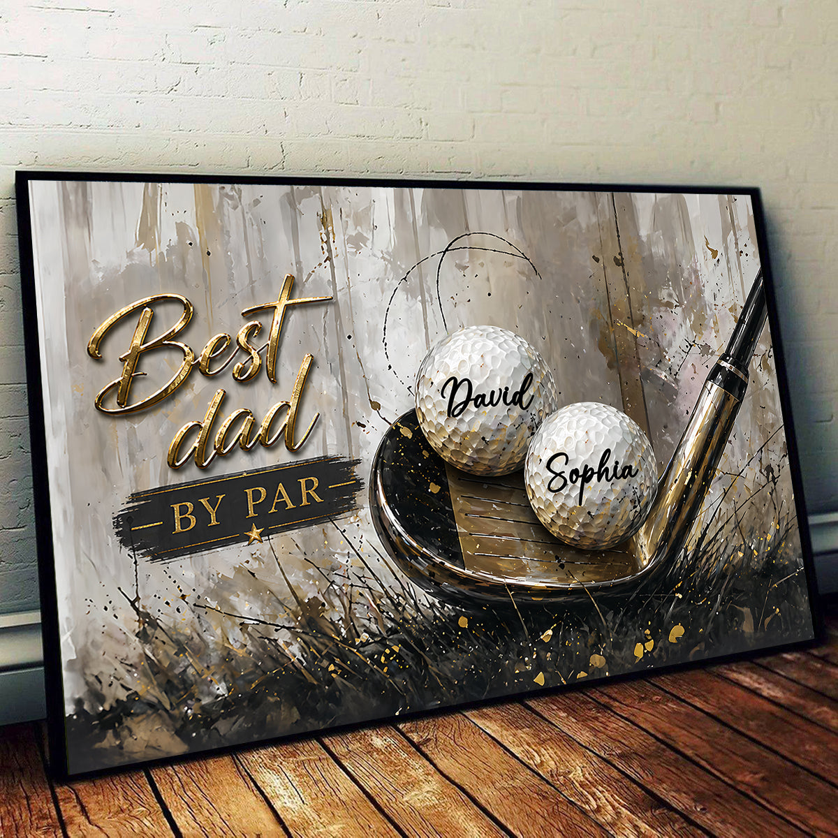 Best Golf Dad by Par - Personalized Poster - Father's Day Gift for Dad, Husband