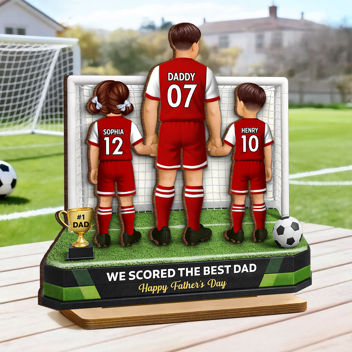 We Scored The Best Dad Soccer - Personalized 2-Layered Wooden Plaque - Heartfelt Gift For Soccer Dad, Gift For Husband