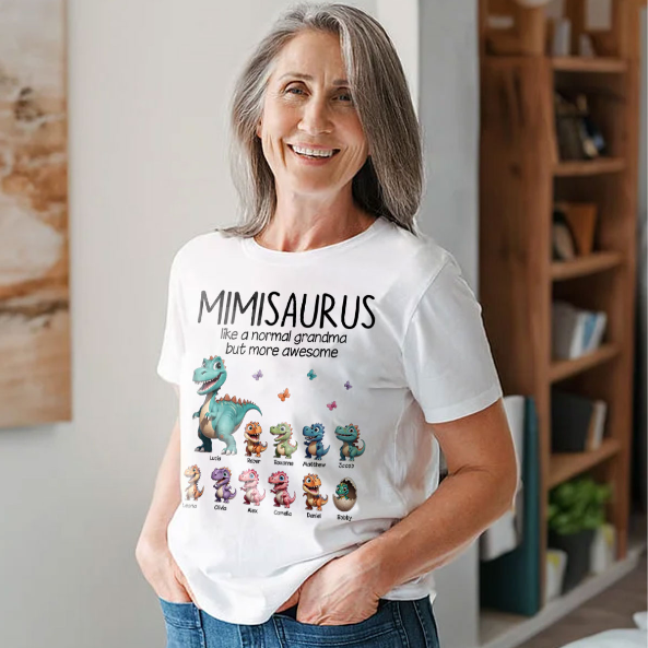 Grandmasaurus And Kids 3D Effect Dinosaurs Personalized Shirt | A Heartfelt Gift for Grandma's Birthday, Mother’s Day, or Just Because