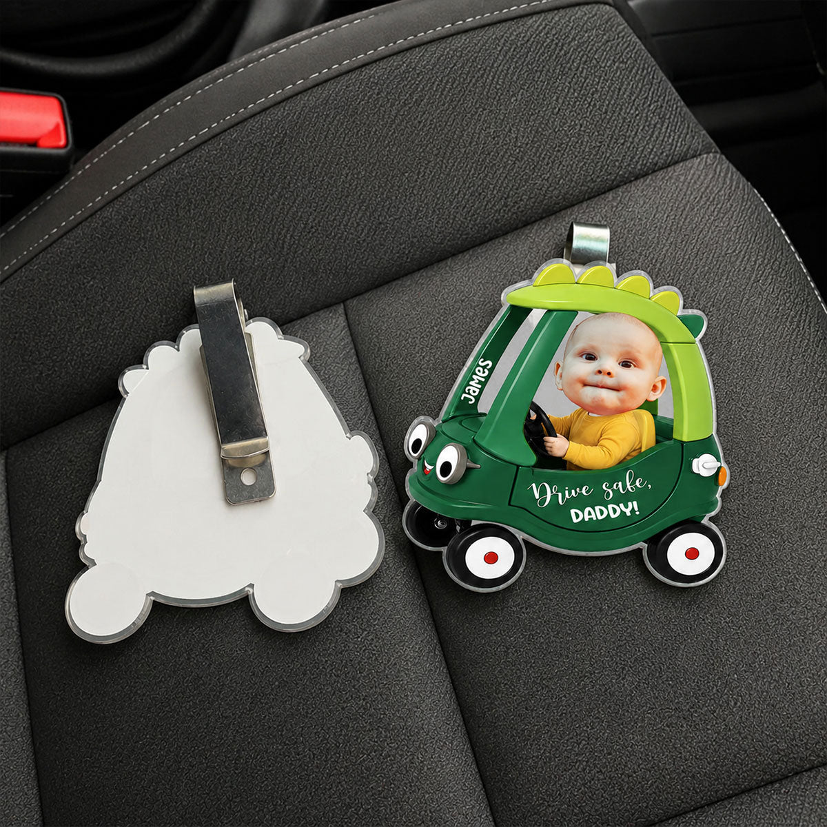Drive Safe Daddy Baby Custom Photo in Toy Car - Personalized Acrylic Car Visor - Father's Day Gift For Dad, Husband