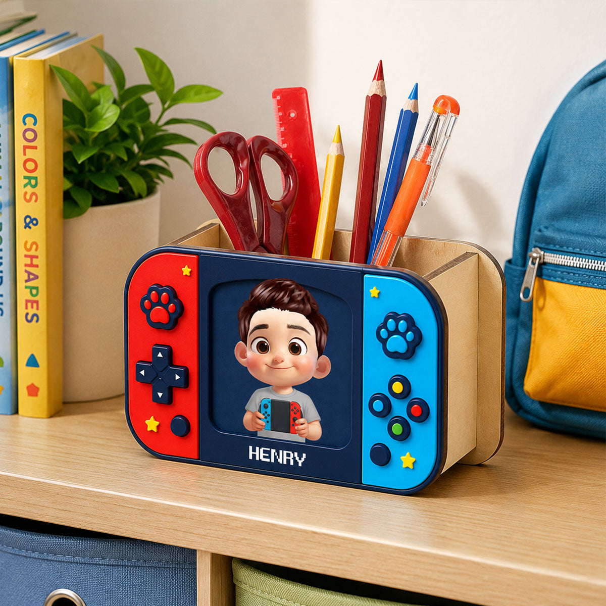 Happy Gamer - Personalized Pencil Holder - Back To School Gift For Kid, Girl, Boy