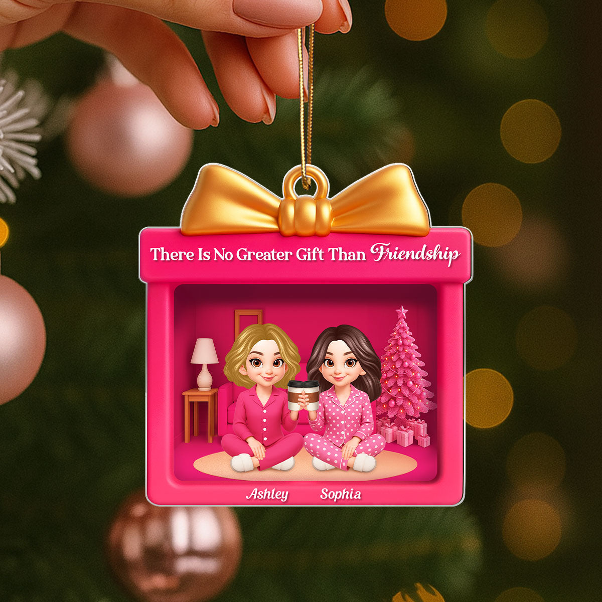 There Is No Greater Gift Than Friendship - Personalized Acrylic Ornament - Perfect Christmas Gift for Best Friends
