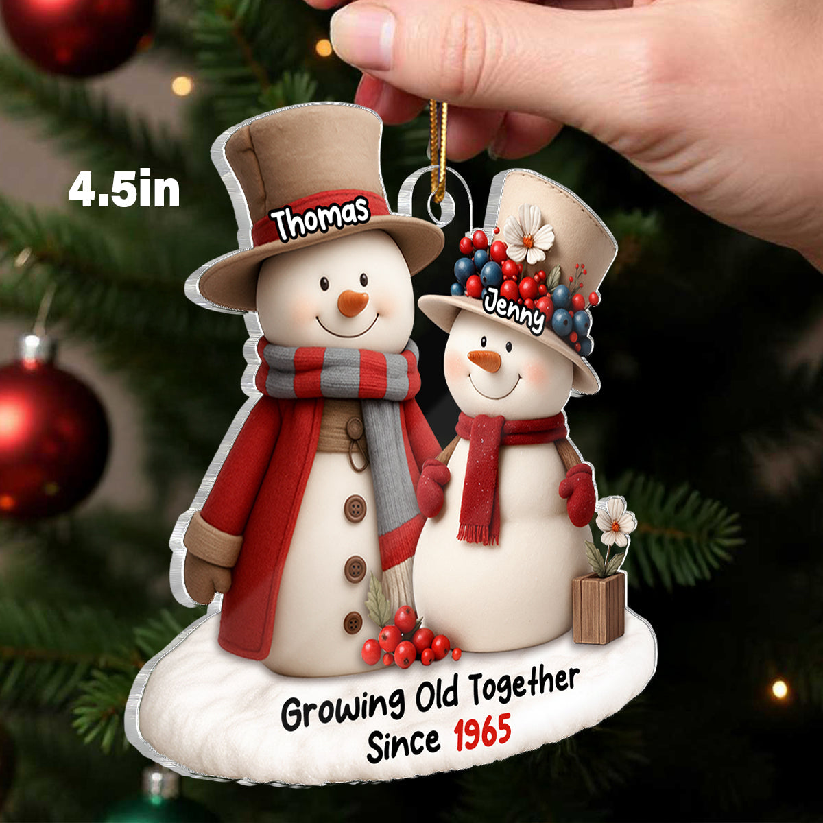 Whimsical Snowman Christmas Grandparents with Grandkids - Personalized Acrylic Ornament - Chritsmas Gift for Grandma, Grandpa
