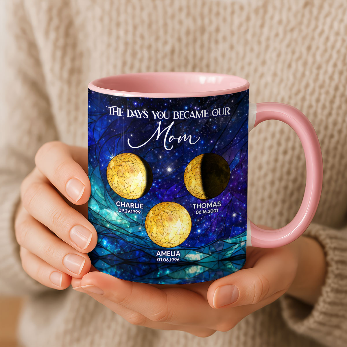 The Day You Became Our Mom, Custom Moon Phase by Date - Personalized Mug - Heartfelt Mother's Day Gift for Mom, Wife