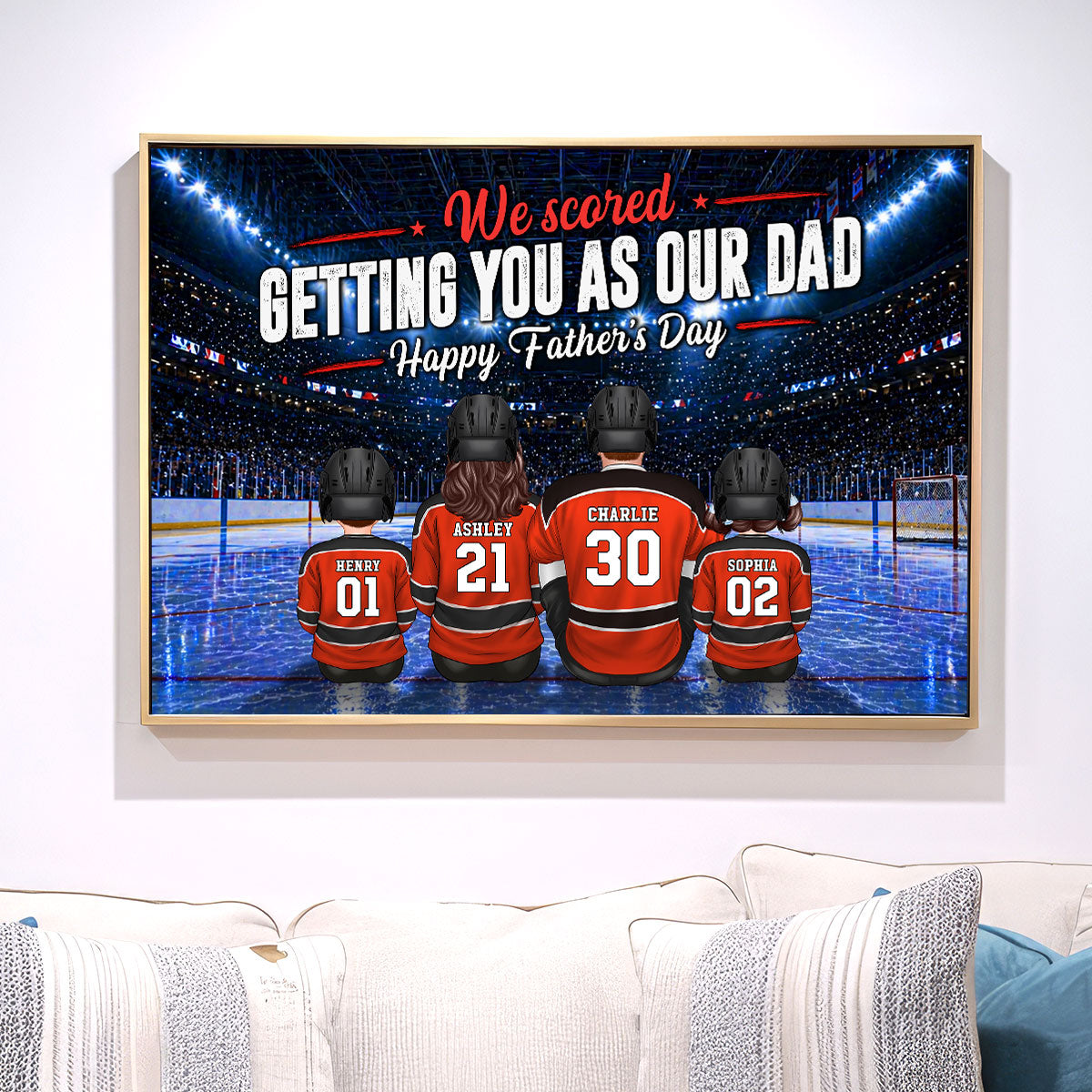 Hockey Dad We Scored Getting You As Our Dad - Personalized Poster - Father's Day Gift For Basketball Dad, Husband