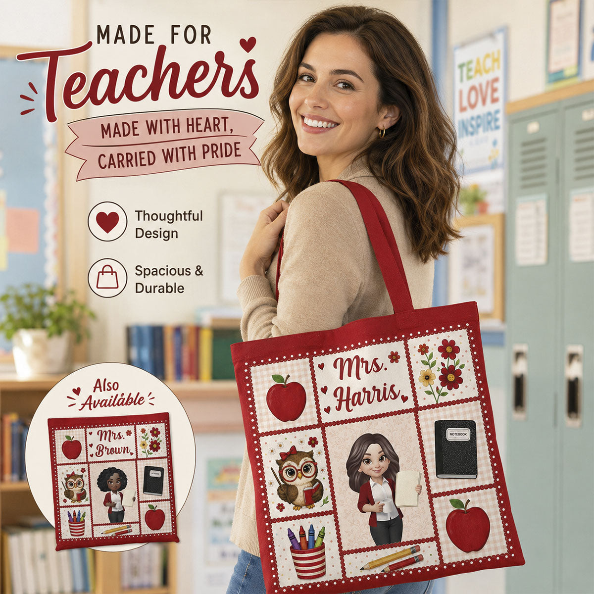 Amazing Teacher - Personalized Tote Bag - Back To School Gift For Teachers, Besties