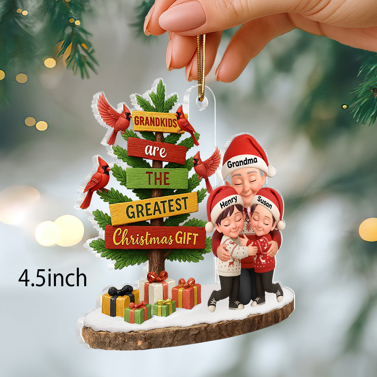 Grandkids Are The Greatest Christmas Gift - Personalized Acrylic Ornament - Chrismas Gift for Grandma