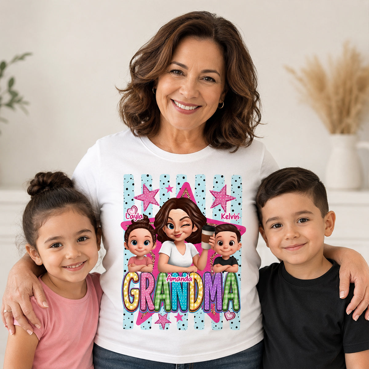 Grandma Striped Preppy Pattern - Personalized Shirt - Summer Trendy Tee for Grandma