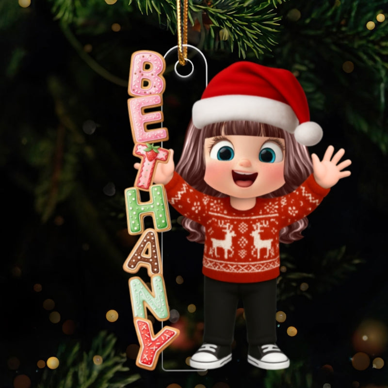 Cookies Alphabet Custom Kid Name - Personalized Acrylic Ornament - Christmas Gift for Kid, Grandkids