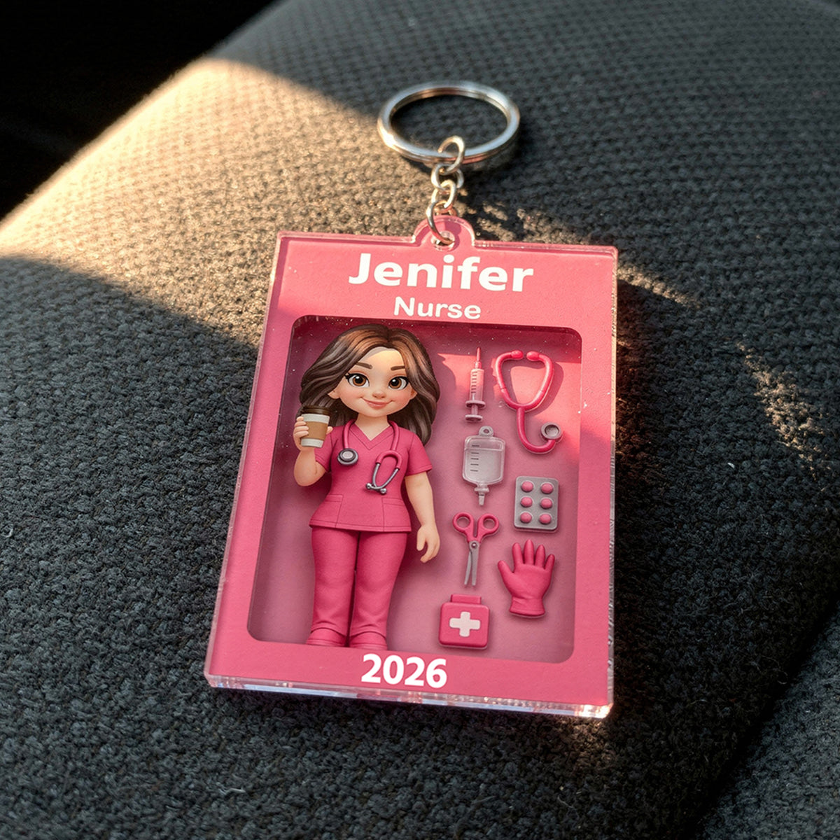 Nurse In Toy Box - Personalized Car Hanger - Special Gift For Nurse, For Co-workers