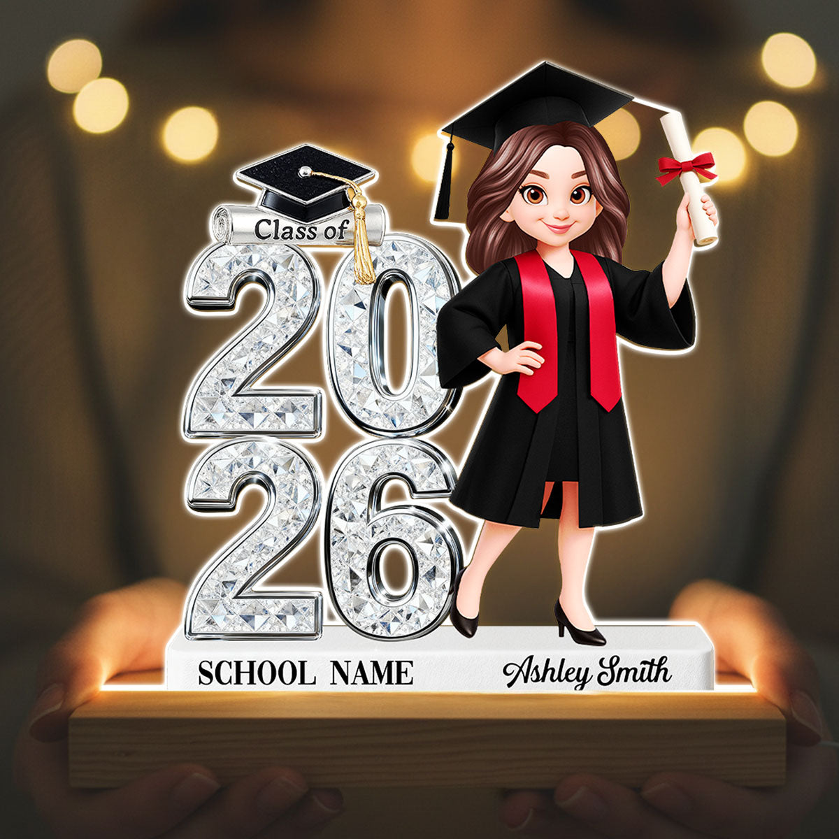 Class Of 2026 2027 Senior - Personalized Acrylic Plaque LED Night Light - Graduation Gift For Graduates, Daughter