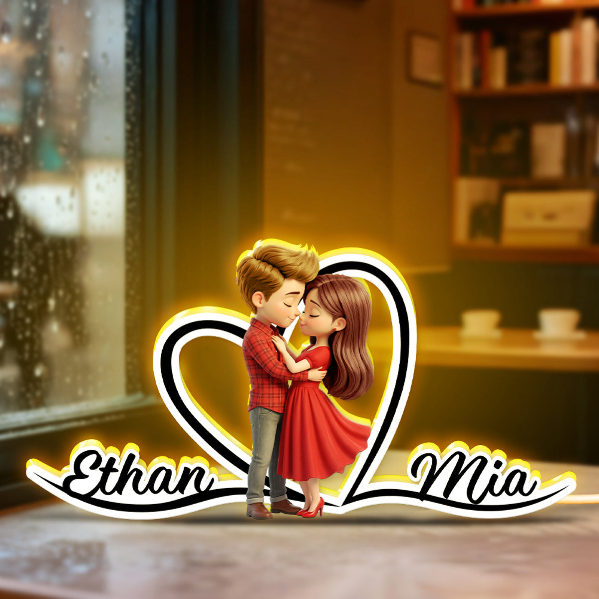 Romantic Love Couple - Personalized Light Box - Sentimental Gift for him, for her