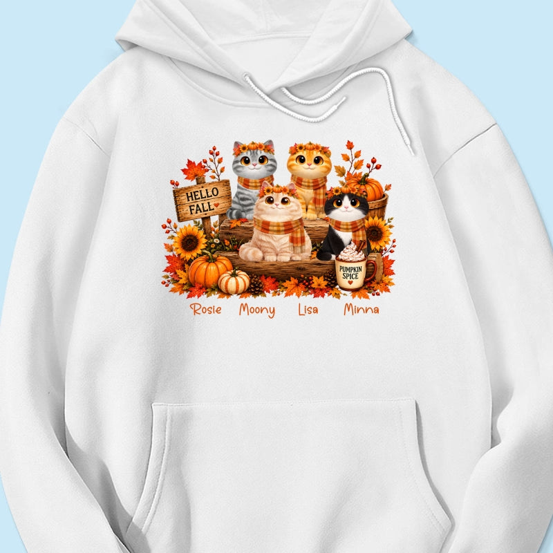 Fall Season Cats Sitting - Personalized Shirt - Trendy Fall Tee for Cat Moms, Cat Lovers