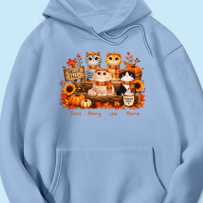 Fall Season Cats Sitting - Personalized Shirt - Trendy Fall Tee for Cat Moms, Cat Lovers