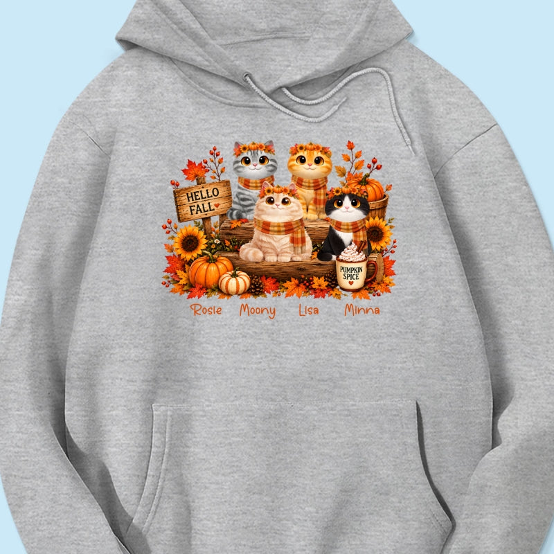 Fall Season Cats Sitting - Personalized Shirt - Trendy Fall Tee for Cat Moms, Cat Lovers