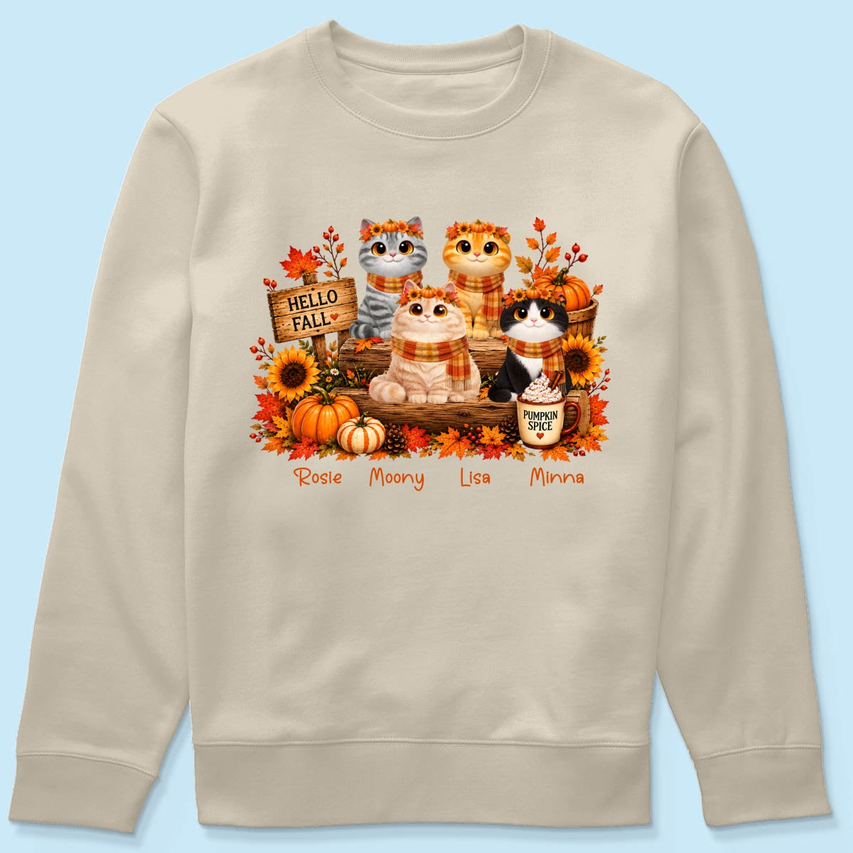 Fall Season Cats Sitting - Personalized Shirt - Trendy Fall Tee for Cat Moms, Cat Lovers