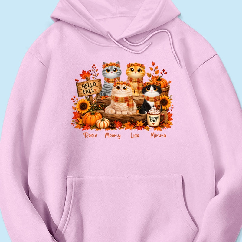 Fall Season Cats Sitting - Personalized Shirt - Trendy Fall Tee for Cat Moms, Cat Lovers