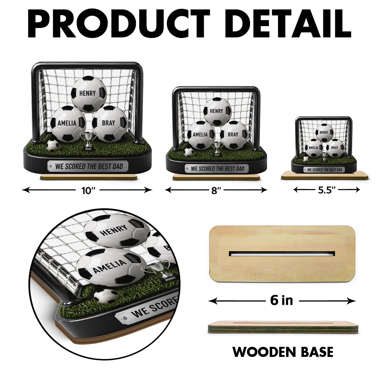 We Scored The Best Dad Soccer Goal - Personalized 2-Layered Wooden Plaque - Heartfelt Gift For Soccer Dad, Gift For Husband
