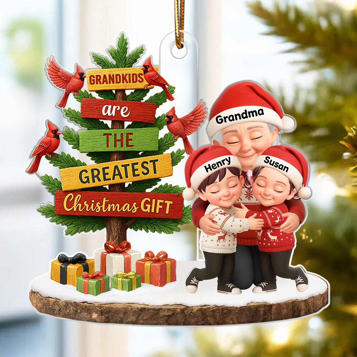 Grandkids Are The Greatest Christmas Gift - Personalized Acrylic Ornament - Chrismas Gift for Grandma