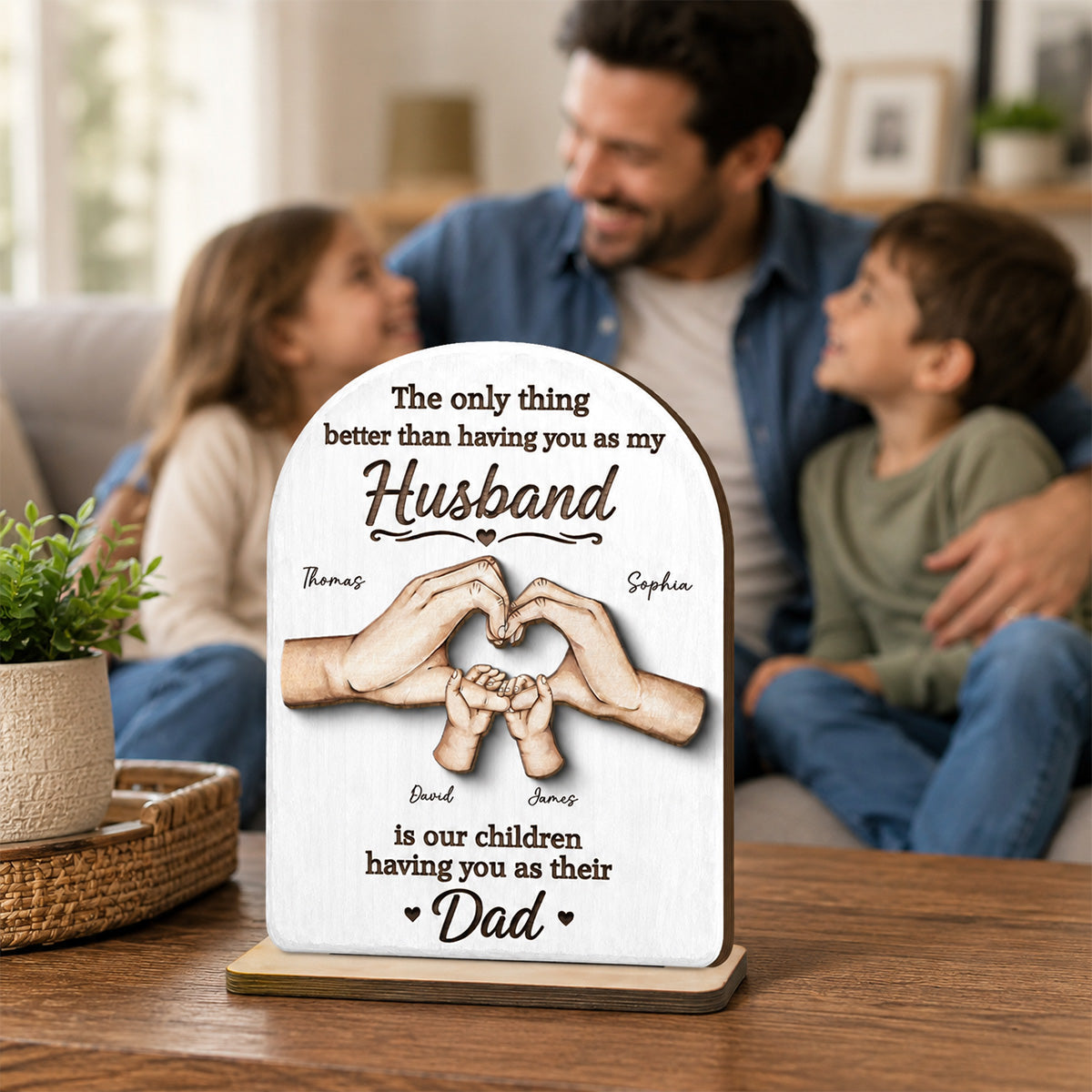 The Only Thing Having You As My Husband Family Hands - Personalized 2-Layered Wooden Plaque -  Gift For Husband
