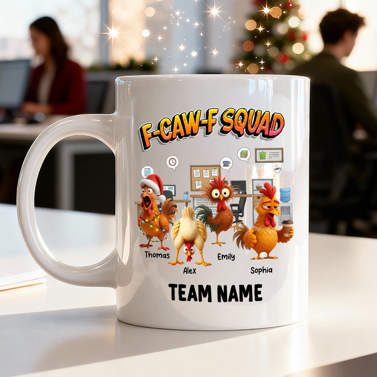 F-Caw-F Squad Funny Chicken Staff - Personalized Mug - Funny Gift For Coworkers, Colleagues