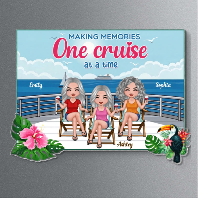 We're In Cruise Mode Besties Sitting Cruise Deck - Personalized Cruise Cabin Door Magnet