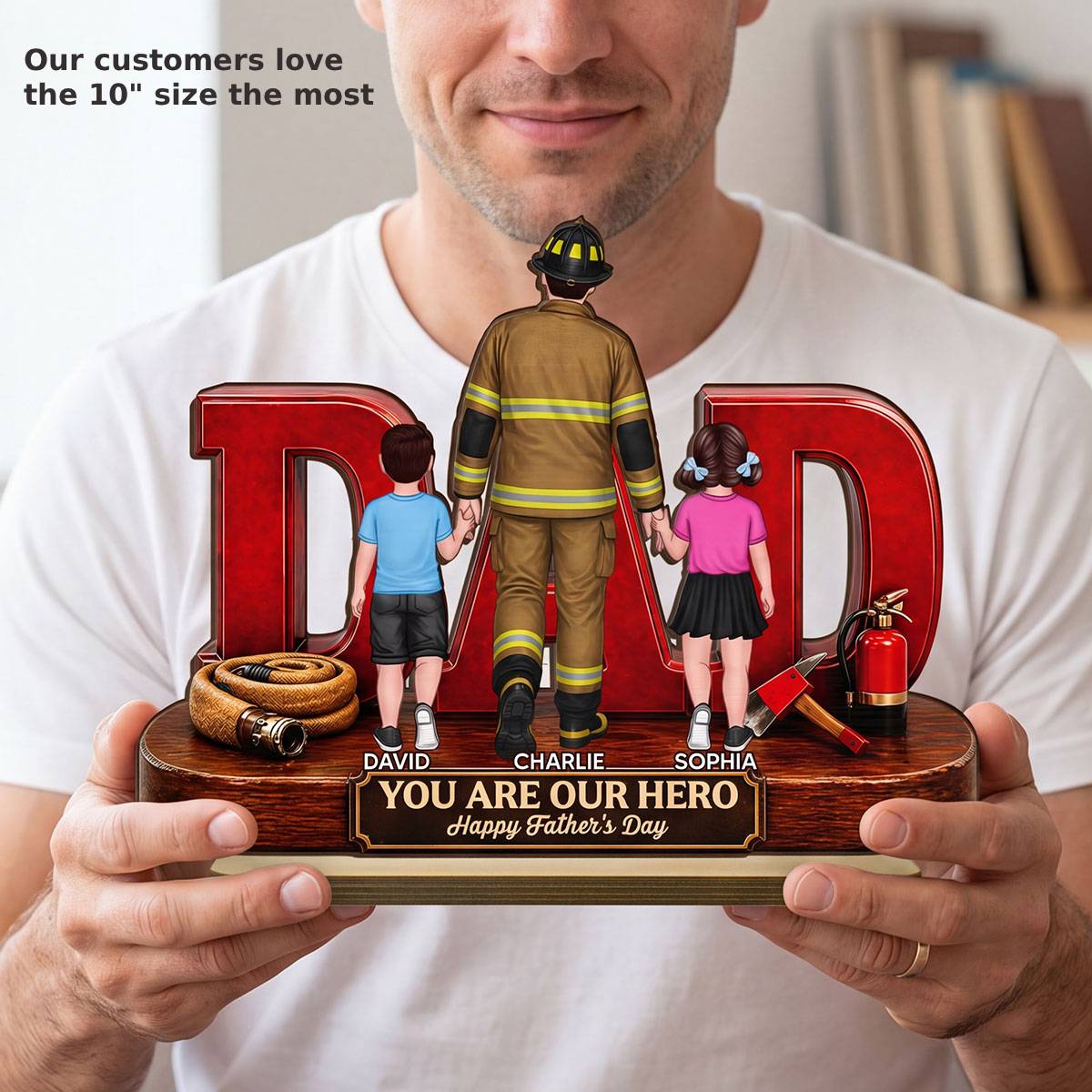 Proud Firefighter Dad You Are Our Hero - Personalized 2-Layered Wooden Plaque - Unique Trending  Gift For Dad, Husband