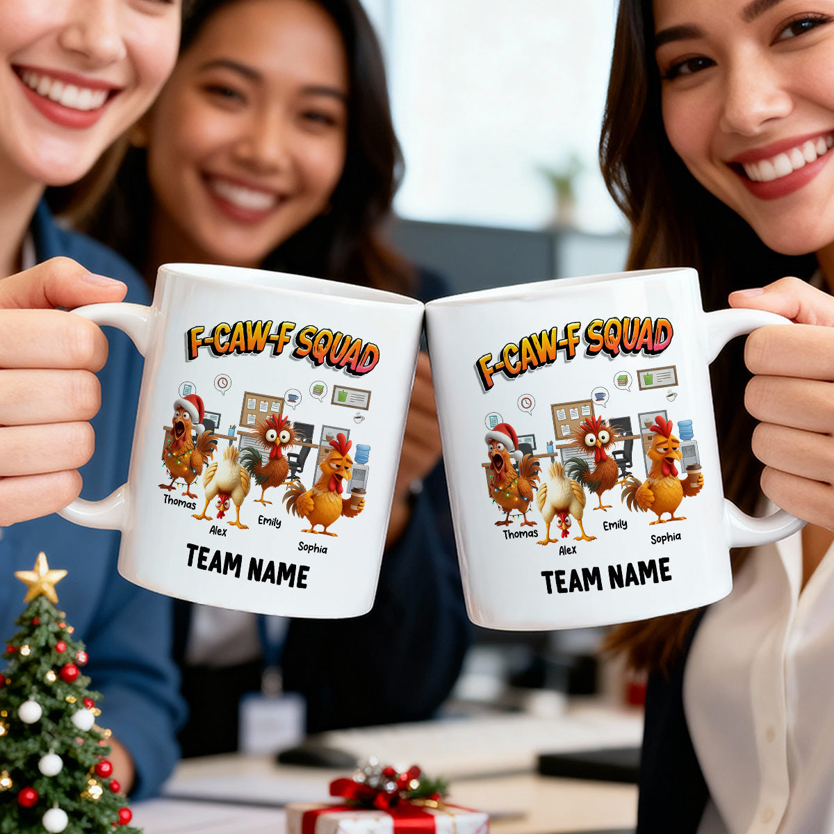 F-Caw-F Squad Funny Chicken Staff - Personalized Mug - Funny Gift For Coworkers, Colleagues